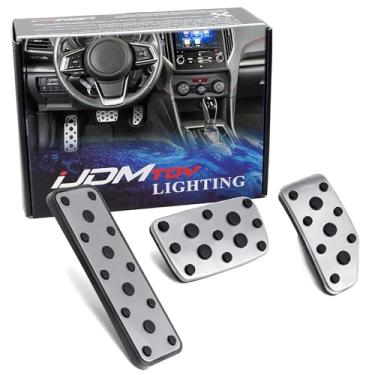Imagem de iJDMTOY Conjunto de 3 peças de capas de pedal de alumínio prateado compatível com Subaru Impreza Forester Outback Crosstrek VX transmissão automática