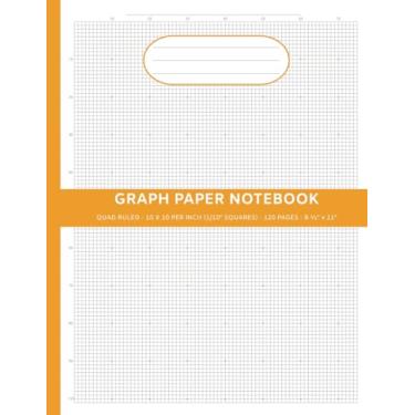 Imagem de Caderno de papel milimetrado, 25,4 x 25,4 cm, quadrado, 120 páginas, livro de 20,5 x 28 cm: para faculdade, universidade, matemática, ciências, engenheiros, etc. com marcadores numéricos e índice