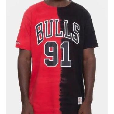 Imagem de Camiseta Mitchell & Ness Verti Tie Dye Chicago Bulls Dennis Rodman Vermelha Com Preta-Unissex