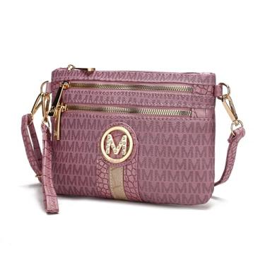 Imagem de MKF Bolsa tiracolo feminina, alça de pulso – Bolsa de ombro de couro PU – Bolsa carteiro pequena preta, Tarren Roxo, Small