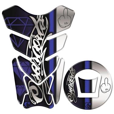 Imagem de Adesivo Resinado Protetor Tanque E Bocal Moto Haojue Dk 150 Azul Cor Azul