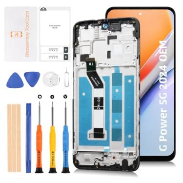 Imagem de Olivechard Para Motorola Moto G Power 5G 2024 17.0 cm OEM LCD + moldura azul meia-noite tela de substituição LCD Touch digitalizador montagem XT2415 com ferramentas de reparo