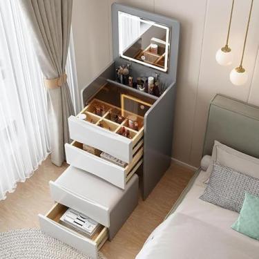 Imagem de Penteadeira de maquiagem com luzes e espelho, conjunto de penteadeira com 3 gavetas, conjunto de penteadeira com 3 modos de iluminação, A