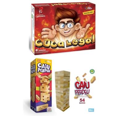 Imagem de Jogo Caiu Perdeu Torre de Madeira + Jogo Cuca Legal Escolar - Pais e Filhos