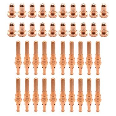 Imagem de TIANLYLIN 20 peças de eletrodo de plasma 9-8215 20 peças 9-8210 bocal de plasma compatível com Thermal Dynamics SL60/SL100 consumíveis de tocha de corte