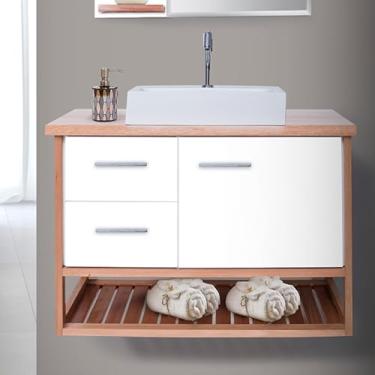 Imagem de Gabinete Toucador Para Banheiro Pretty 84cm Com Cuba Branco