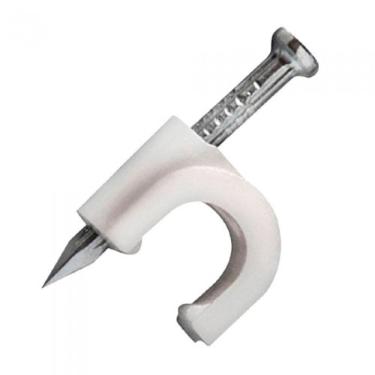 Imagem de Fixa Fio- Cabo Rg6 8mm Branco Com Prego De Aco Pacote 100pcs