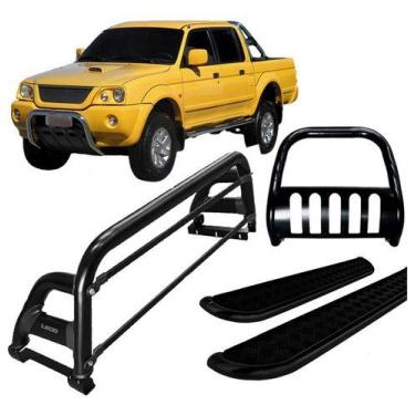 Imagem de Kit Quebra Mato+estribo+santo Antônio H2 L200 04 Preto - HOZZ