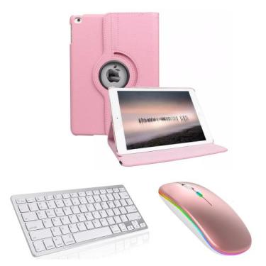 Imagem de Capa com teclado bluetooth e mouse bluetooth recarregável para iPad 9 