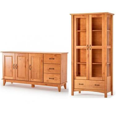 Imagem de Cristaleira 2 Portas de Vidro e Buffet Aparador 156 cm Bella - MPO Móv