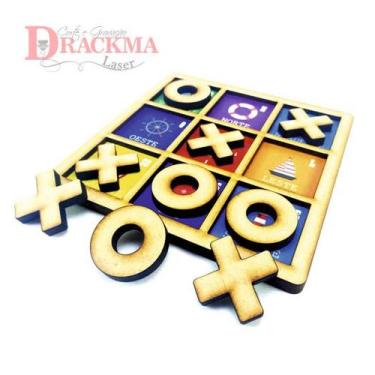 Imagem de Jogo da Velha Bússola educativo em MDF colorido - Drackma