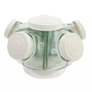 Imagem de Baleiro Giratório Porta Doces Com 5 Potes Cor branca - Tereza