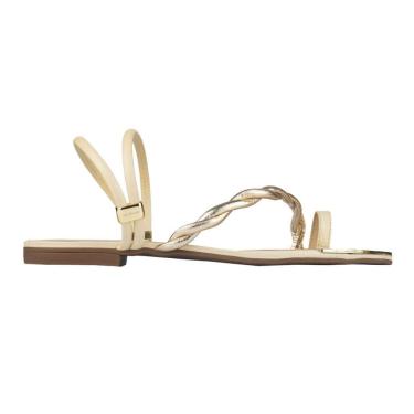 Imagem de Sandália Rasteira Luz da Lua Tira Trançada Marfim