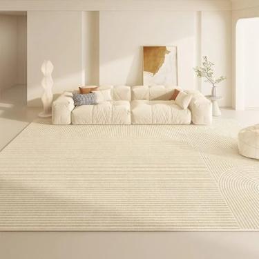 Imagem de Sala de estar Tapete Casa Bege Grande Área Listrada Quarto Cabeceira Tapete Macio Sala de Estudo Mesa de Centro Tapete de Pelúcia, SY2222, QD, A, 300x400CM