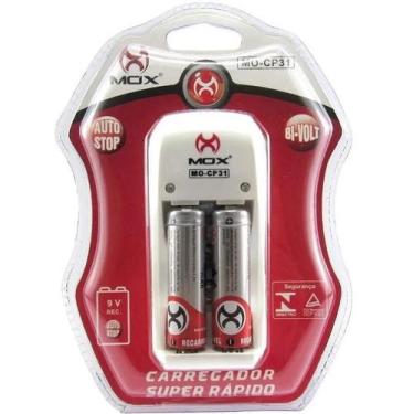 Imagem de Carregador De Pilhas Com 2 Pilhas Aa 2600Mah Recarregáveis - MOX