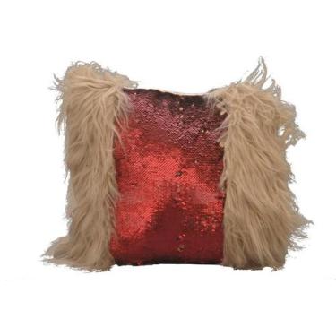 Imagem de Almofada Com Pelo E Paetê 2 Em 1 Marsala E Bronze Decoração - Macrozao