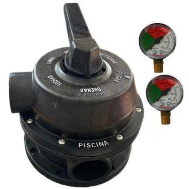 Imagem de Cabeçote Valvula Albacete 6 vias Filtro A-230 Até A-236 Com 2 Manômetr