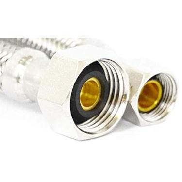 Imagem de LASCO 10-0245 9,5 cm fêmea compressão por tubo de ferro fêmea de 1/2 polegada por aço inoxidável flexível de 61 cm trançado com fonte de água de núcleo interno de poliéster, pacote com 25