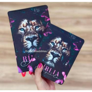 Imagem de KIT Bíblia Grande e Biblia Pequena Leão dalila  Evangélica Com Harpa e