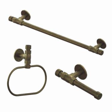 Imagem de Kit Industrial Rustico Toalheiro + Papeleira + Porta Toalha Argola Dou