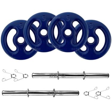 Imagem de Kit De Halter Com Barra 40cm + Anilhas Emborrachada (4x 5Kg)