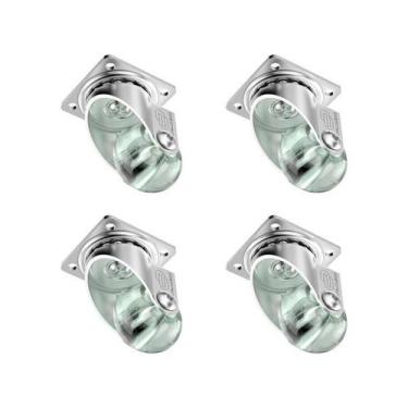 Imagem de RODIZIO GEL TRANSPARENTE 35mm STANDERS SEM FREIO CHAPA GIRATÓRIA - KIT