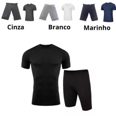 Imagem de conjunto camisa e bermuda térmica masculina segunda pele proteção UV T