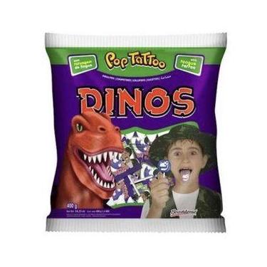 Imagem de Pirulito Pop Tattoo Dinossauros Pinta Língua C/ 50u 400g - Florestal