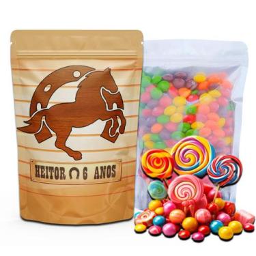 Imagem de Kit Festa Com 5 Saquinhos Em Pé 12x19cm Vários Temas - Mundo da Bina, 
