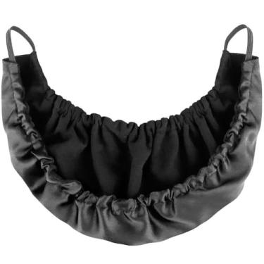 Imagem de Bandana de barba preta para homens, pelos faciais, babador de barba, capa ajustável para proteção de barba, avental masculino para dormir, camada dupla, pentes para barba e bigode, cuidados com barba