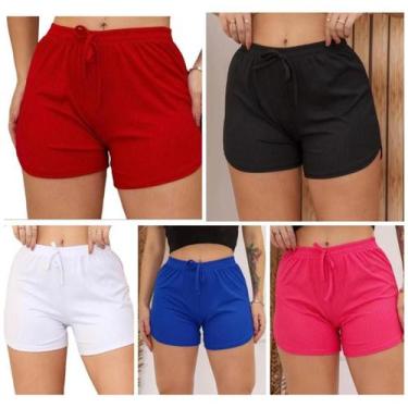 Imagem de Shorts feminino malha canelada kit com 5 peças com cores variadas conf