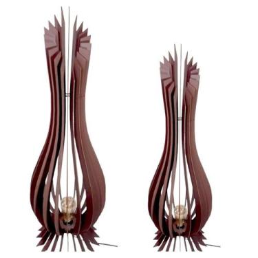 Imagem de Luminária de Chão ANA MARIA MDF - CORALISA, Marrom, Kit com 2 - 90x28c