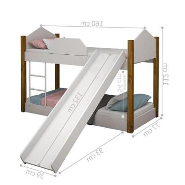 Imagem de Beliche Escorregador Colchão Infantil Denise  - Mais de Casa