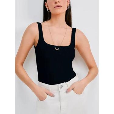 Imagem de Blusa Regata Hering 4ALF Feminina Decote Quadrado Canelada Algodão T. 