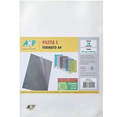 Imagem de Kit C/300 Unidades De Pastas Em L Plástica Protetor A4 Transparente  -