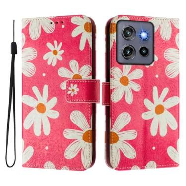 Imagem de Capa carteira para Motorola Moto Edge 50 Neo, 3 compartimentos para cartão, 1 compartimento para dinheiro, capa flip de couro PU com padrão fofo, capa com fivela magnética à prova de choque,