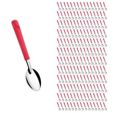Imagem de Conjunto 180 Colheres Linha Luna Vermelho Aço Inox Sorvete - Taumer, L