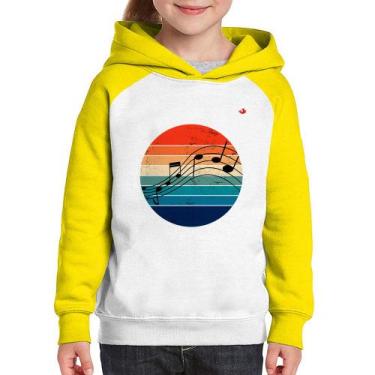 Imagem de Moletom Infantil Música Vintage Sunset - Foca na Moda, Branco, Amarelo