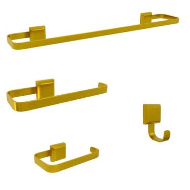 Imagem de Kit De Acessórios Para Banheiro 4 Peças Luxo Dourado - JGC COMERCIAL
