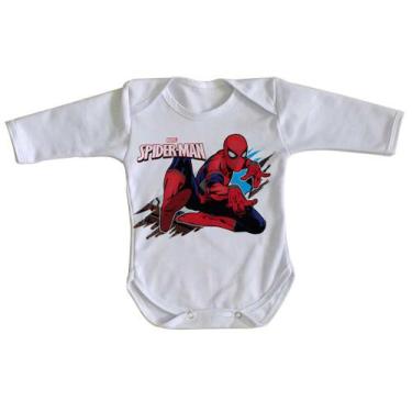 Imagem de body nenê criança roupa bebê manga longa Homem Aranha teia - Empório D