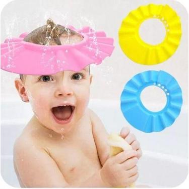Imagem de Chapéu De Banho Protetor Viseira Lava Cabeça Bebês Crianças - Sou Mais