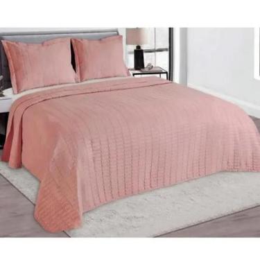 Imagem de Kit Colcha Cobre Leito Galeria Casal Dupla Face 3 Peças - Camesa, Rose
