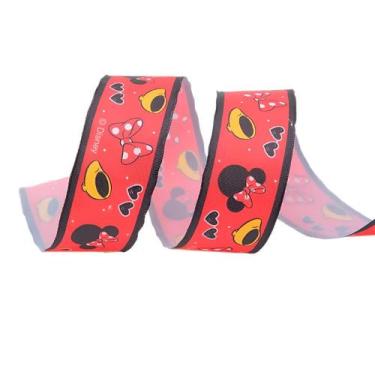 Imagem de Fita de Cetim Estampa Minnie - Vermelho/Preto/Amarelo - 3,8x1000cm - 1