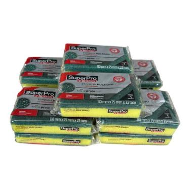 Imagem de Kit C/10 Esponja Dupla Face Superpro Bettanin Ions Prata Lava Louça