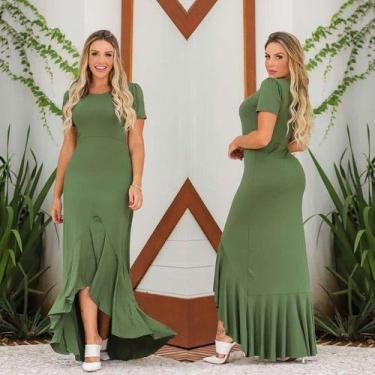 Imagem de Vestido Longo Babado Barra Mullet Can Can Com Manguinha - Luh May, P, 
