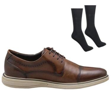 Imagem de Kit Sapato Democrata Metropolitan Bay Masculino + Par de Meia, Marrom,