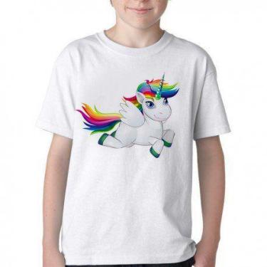 Imagem de Camiseta Infantil ou adulto Cavalo Unicórnio Blusa Criança todos taman