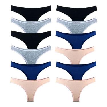 Imagem de Kit 12 Calcinhas Fio Dental Algodão Cotton Básica Lisa Lingerie - Try 