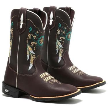 Imagem de Bota Country Feminina Bico Quadrada Texana Cano Longo - RB BOTAS, Marr
