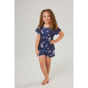 Imagem de Pijama Infantil Pele De Pêssego Guaxinim - Praqnome, Azul marinho, 08